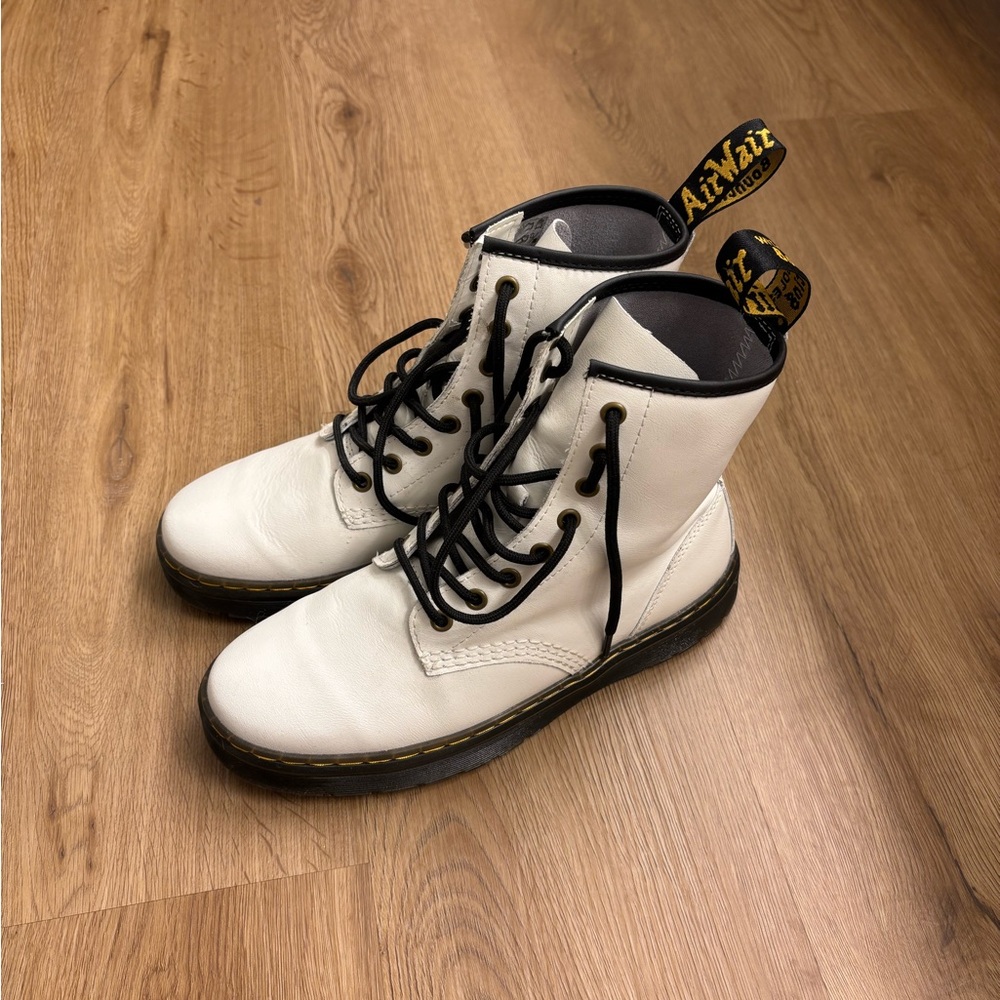 Dr. Martens White Air Wair Zavala Combat Moto Boots